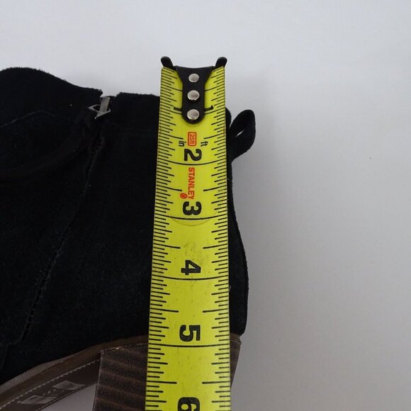 Toms Black Suede Ankle Boots Women Size 8.5 With Block Heel Zipper Closure - Picture 11 of 13